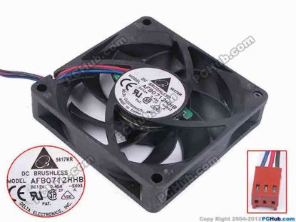 80169 Delta Electronics AFB0712HHB Server - Square Fan -SX03, sq70x70x15, w210x3x3, 12V 0.45A Delta Electronics AFB0712HHB Server - Square Fan 