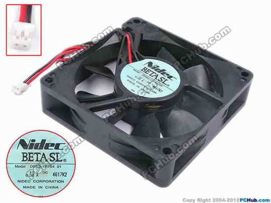 80171 Nidec D08G-12TS4 Server - Square Fan 01, sq80x80x20, w135x2x2, 12V 0.38A Nidec D08G-12TS4 Server - Square Fan 