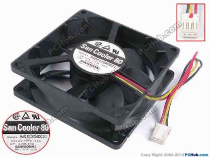 80174 Sanyo Denki 9A0812G4D031 Server - Square Fan sq80x80x25, w145x3x3, 12V 0.38A Sanyo Denki 9A0812G4D031 Server - Square Fan 