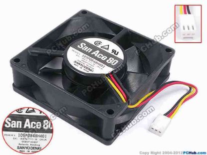 80198 Sanyo Denki 109P0848H401 Server - Square Fan sq80x80x25, w105x3x3, 48V 0.06A Sanyo Denki 109P0848H401 Server - Square Fan 
