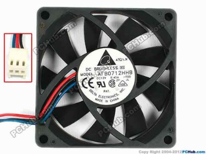 80243 Delta Electronics AFB0712HHB Server - Square Fan -F00, sq70x70x15, w195x3x3, 12V 0.45A Delta Electronics AFB0712HHB Server - Square Fan 