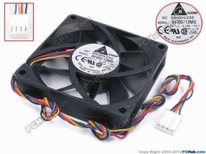 80252 Delta Electronics AFB0712MB Server - Square Fan -7A11, sq70x70x15, w335x4x4, 12V 0.24A Delta Electronics AFB0712MB Server - Square Fan 