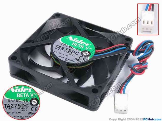80261 Nidec C35598-58 Server - Square Fan GF0X, sq70x70x15, w210x3x3, 12V 0.48A Nidec C35598-58 Server - Square Fan 