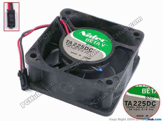 80263 Nidec M34313-16G1 Server - Square Fan TA225DC, w55x2x2, 60x60x25mm, DC 24V 0.16A Nidec M34313-16G1 Server - Square Fan