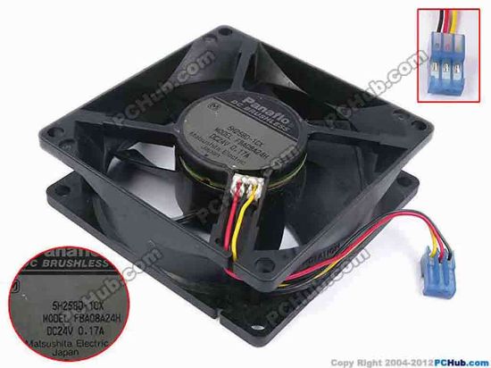80276 Panasonic FBA08A24H Server - Square Fan -1CX, sq80x80x25, w80x3x3, 24V 0.17A Panasonic FBA08A24H Server - Square Fan 