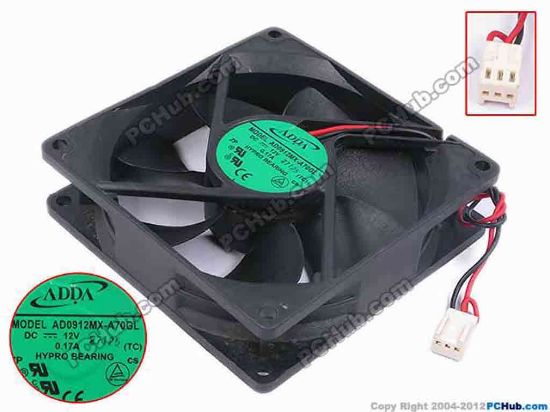 80355 ADDA AD0912MX-A70GL Server - Square Fan TC, sq92x92x25, w105x2x3, 12V 0.17A ADDA AD0912MX-A70GL Server - Square Fan