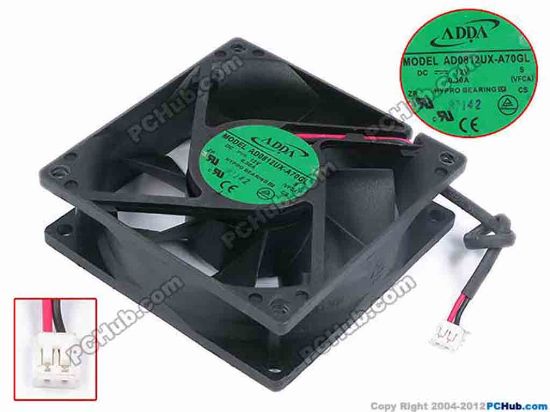 80370 ADDA AD0812UX-A70GL Server - Square Fan S, VFCA, sq80x80x25, w115x2x2, 12V 0.3A ADDA AD0812UX-A70GL Server - Square Fan 