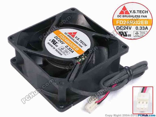 80378 Y.S TECH FD248032EB Server - Square Fan sq80x80x32, w535x2x3, 24V 0.33A Y.S TECH FD248032EB Server - Square Fan 