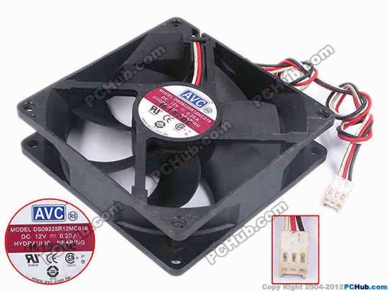 80404 AVC DS09225R12MC018 Server - Square Fan sq92x92x25, w300x3x3, 12V 0.2A AVC DS09225R12MC018 Server - Square Fan 