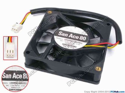 80434 Sanyo Denki 109P0813B6D03 Server - Square Fan sq80x80x20, w195x3x3, 13V 0.19A Sanyo Denki 109P0813B6D03 Server - Square Fan 