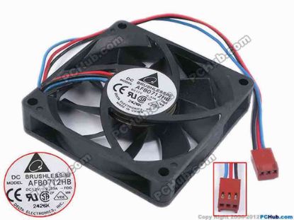 80522 Delta Electronics AFB0712HB Server - Square Fan -F00, sq70x70x15, w195x3x3, 12V 0.33A Delta Electronics AFB0712HB Server - Square Fan 