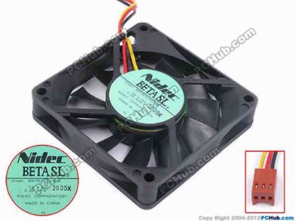 80537 Nidec D07R-12T2G Server - Square Fan A, sq70x70x15, w100x3x3, 12V 0.2A Nidec D07R-12T2G Server - Square Fan 