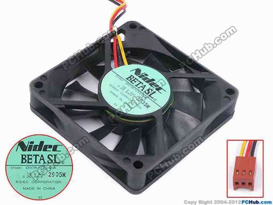 80537 Nidec D07R-12T2G Server - Square Fan A, sq70x70x15, w100x3x3, 12V 0.2A Nidec D07R-12T2G Server - Square Fan 