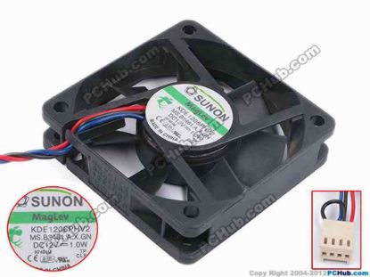 80541 SUNON KDE1206PHV2 Server - Square Fan MS.B2461.A.X.GN, sq60x60x15, w145x3x4, 12V 1W SUNON KDE1206PHV2 Server - Square Fan 