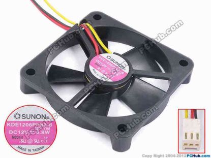 80581 SUNON KDE1206PFB3-8 Server - Square Fan (2).TM, sq60x60x10, w175x3x3, 12V 0.8W SUNON KDE1206PFB3-8 Server - Square Fan 