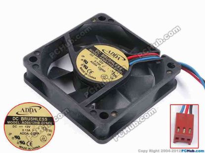 80582 ADDA AD0612HB-D76GL Server - Square Fan T, sq60x60x15, w200x3x3, 12V 0.13A ADDA AD0612HB-D76GL Server - Square Fan 