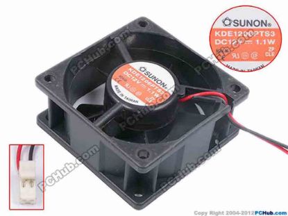 80603 SUNON KDE1206PTS3 Server - Square Fan sq60x60x25, w105x2x2, 12V 1.1W SUNON KDE1206PTS3 Server - Square Fan 