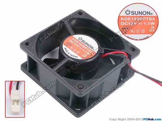 80603 SUNON KDE1206PTS3 Server - Square Fan sq60x60x25, w105x2x2, 12V 1.1W SUNON KDE1206PTS3 Server - Square Fan 