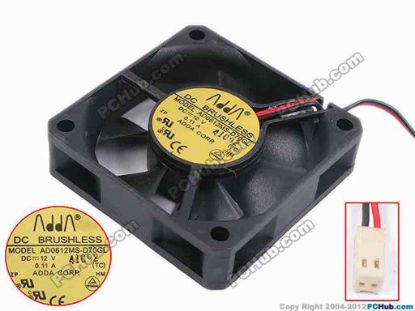 80618 ADDA AD0612MS-D70GL Server - Square Fan TC, sq60x60x15, w75x2x2, 12V 0.11A ADDA AD0612MS-D70GL Server - Square Fan 