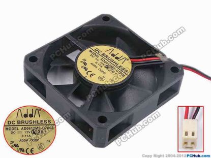 80621 ADDA AD0612MS-D70GL Server - Square Fan sq60x60x15, w120x2x2, 12V 0.11A ADDA AD0612MS-D70GL Server - Square Fan 