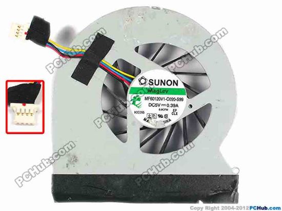 80622 SUNON MF60120V1-C020-S99 Cooling Fan  w15x4x4, 5V 0.39A, Bare fan SUNON MF60120V1-C020-S99 Cooling Fan  