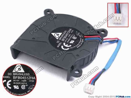80626 Delta Electronics BFB04512HA Server - Blower Fan -H704, bw45x45x10, 60x3x3, 12V 0.2A Delta Electronics BFB04512HA Server - Blower Fan 