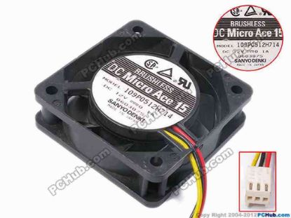 80629 Sanyo Denki 109P0512H714 Server - Square Fan sq52x52x15, w70x3x3, 12V 0.1A Sanyo Denki 109P0512H714 Server - Square Fan 