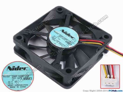 80630 Nidec D06R-24SS1 03B Server - Square Fan FK2-0472, sq60x60x15, w50x3x3, 24V 0.12A Nidec D06R-24SS1 03B Server - Square Fan 