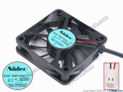 80632 Nidec D06R-12SS2 Server - Square Fan sq60x60x15, w90x2x2, 12V 0.06A Nidec D06R-12SS2 Server - Square Fan 