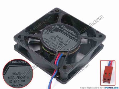80638 Panasonic FBA06T12L Server - Square Fan sq60x60x15, w60x2x2, 12V 0.13A Panasonic FBA06T12L Server - Square Fan 