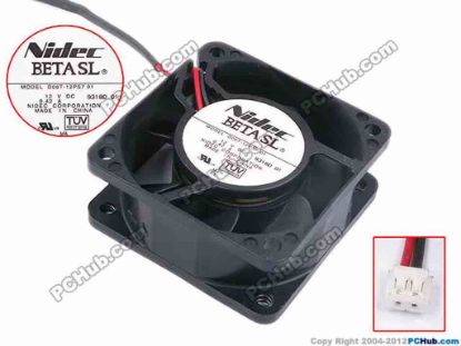 80649 Nidec D06T-12PS7 Server - Square Fan 01, sq60x60x25, w410x2x2, 12V 0.42A Nidec D06T-12PS7 Server - Square Fan 