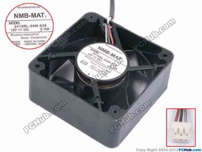 80652 NMB-MAT / Minebea 2410RL-04W-S29 Server - Square Fan CA3, sq60x60x25, w65x3x3, 12V 0.10A NMB-MAT / Minebea 2410RL-04W-S29 Server - Square Fan 