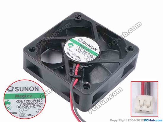 80664 SUNON KDE1205PHV2 Server - Square Fan 13.MS.B3022.A.X.GN, sq50x50x15, w160x2x2, 12V 0.7W SUNON KDE1205PHV2 Server - Square Fan 