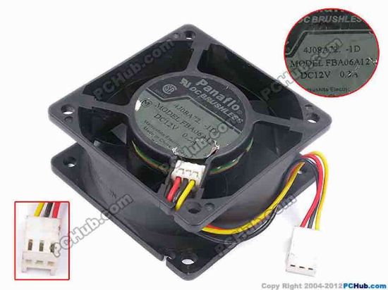 80695 Panasonic FBA06A12V Server - Square Fan -1D, sq60x60x25, w85x3x3, 12V 0.3A Panasonic FBA06A12V Server - Square Fan 
