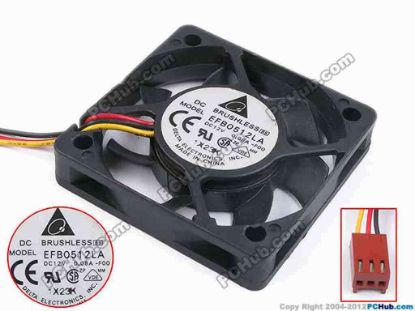 80725 Delta Electronics EFB0512LA Server - Square Fan -F00, sq50x50x10, w125x3x3, 12V 0.08A Delta Electronics EFB0512LA Server - Square Fan 