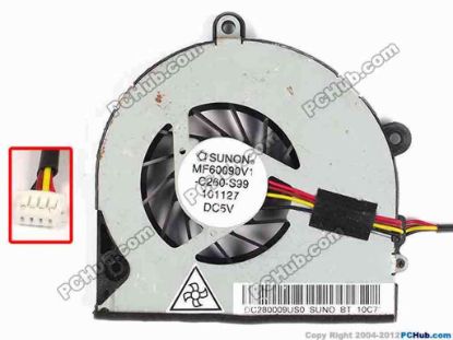 80734 SUNON MF60090V1-C260-S99 Cooling Fan  DC280009US0, w45x4x4, 5V, Bare fan SUNON MF60090V1-C260-S99 Cooling Fan