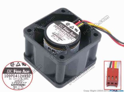 80737 Sanyo Denki 109P0412H332 Server - Square Fan sq40x40x28, w150x3x3, 12V 0.195A Sanyo Denki 109P0412H332 Server - Square Fan