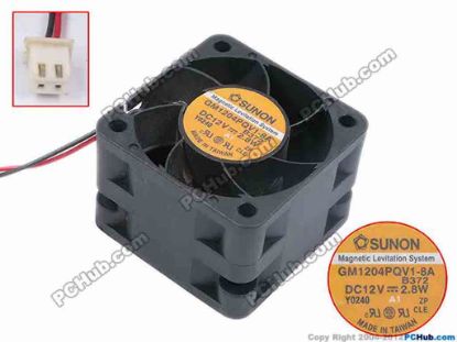 80782 SUNON GM1204PQV1-8A Server - Square Fan B372, sq40x40x28, w160x2x2, 12V 2.8W SUNON GM1204PQV1-8A Server - Square Fan 