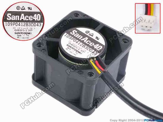 80801 Sanyo Denki 109P0412B3D043 Server - Square Fan sq40x40x28, w280x3x3, 12V 0.28A Sanyo Denki 109P0412B3D043 Server - Square Fan 