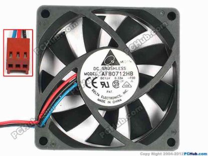 80815 Delta Electronics AFB0712HB Server - Square Fan -F00, sq70x70x15, w180x3x3, 12V 0.33A Delta Electronics AFB0712HB Server - Square Fan 