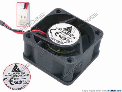 80862 Delta Electronics EFB0412VHD Server - Square Fan sq40x40x20, w250x2x2, 12V 0.18A Delta Electronics EFB0412VHD Server - Square Fan 