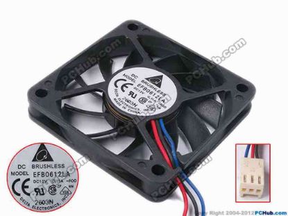 80863 Delta Electronics EFB0612LA Server - Square Fan -F00, sq60x60x10, w120x3x3, 12V 0.11A Delta Electronics EFB0612LA Server - Square Fan 