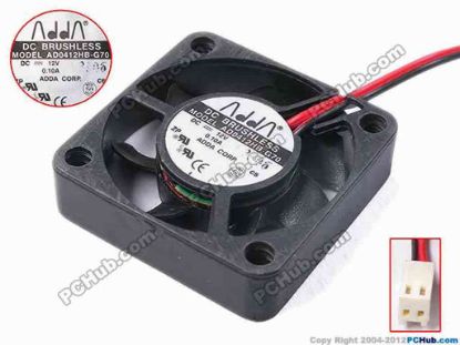 80867 ADDA AD0412HB-G70 Server - Square Fan sq40x40x10, w50x2x2, 12V 0.1A ADDA AD0412HB-G70 Server - Square Fan 