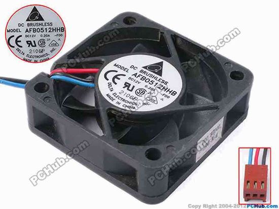 80895 Delta Electronics AFB0512HHB Server - Square Fan -F00, sq50x50x15, w265x3x3, 12V 0.2A Delta Electronics AFB0512HHB Server - Square Fan 