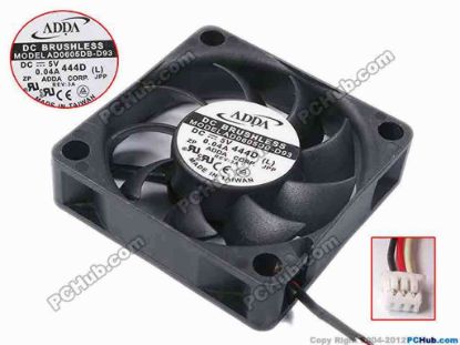 80929 ADDA AD0605DB-D93 Server - Square Fan L, sq60x60x15, w35x3x3, 5V 0.04A ADDA AD0605DB-D93 Server - Square Fan 