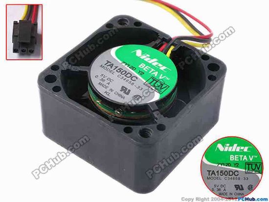 80947 Nidec C34658-33 Server - Square Fan sq40x40x20, w90x3x3, 5V 0.36A Nidec C34658-33 Server - Square Fan 