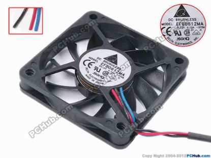 80955 Delta Electronics EFB0612MA Server - Square Fan -SY56, sq60x60x10, w275x3, 12V 0.12A Delta Electronics EFB0612MA Server - Square Fan 