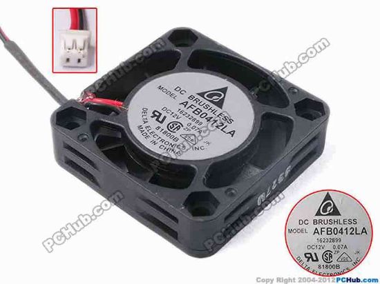 80975 Delta Electronics AFB0412LA Server - Square Fan sq40x40x10, w65x2x2, 12V 0.07A Delta Electronics AFB0412LA Server - Square Fan 