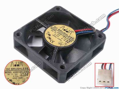 80977 ADDA AD0612MS-D76GL Server - Square Fan sq60x60x15, w70x3x3, 12V 0.11A ADDA AD0612MS-D76GL Server - Square Fan 