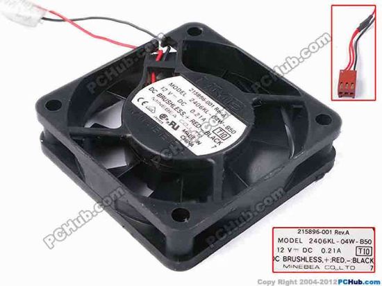 80979 NMB-MAT / Minebea 2406KL-04W-B50 Server - Square Fan T10, sq60x60x15, w150x3x3, 12V 0.21A NMB-MAT / Minebea 2406KL-04W-B50 Server - Square Fan 